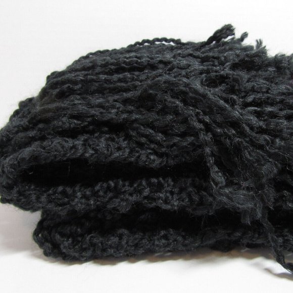 Black Scarf 88"x5" Long Goth Chunky Handmade Crochet Hand Knit Unisex Retro NWT - Picture 5 of 10